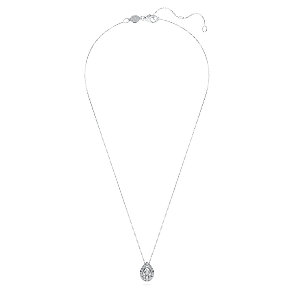 Eternity halo solitaire pendant, Lab-grown diamonds 1 ct tw, Pear shape, 14K white gold by SWAROVSKI
