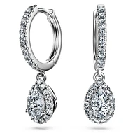 Eternity drop earrings, Lab-grown diamonds 1.25 ct tw, Mixed shapes, 14K white gold by SWAROVSKI