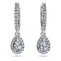 Eternity drop earrings, Lab-grown diamonds 1.25 ct tw, Mixed shapes, 14K white gold by SWAROVSKI