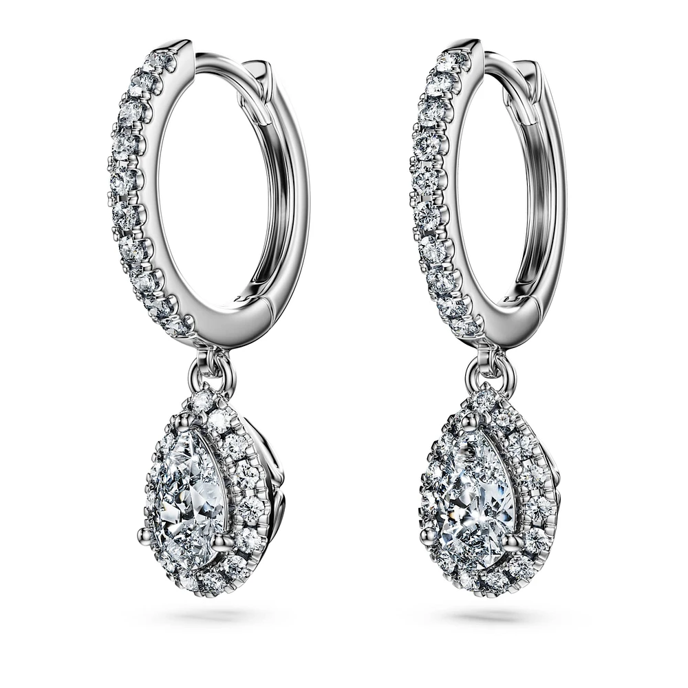 Eternity drop earrings, Lab-grown diamonds 1.25 ct tw, Mixed shapes, 14K white gold by SWAROVSKI