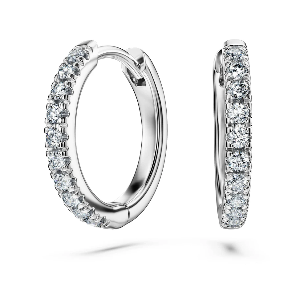 Eternity hoop earrings, Lab-grown diamonds 0.2 ct tw, Round shape, Medium, 14K white gold by SWAROVSKI