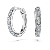 Eternity hoop earrings, Lab-grown diamonds 0.2 ct tw, Round shape, Medium, 14K white gold by SWAROVSKI