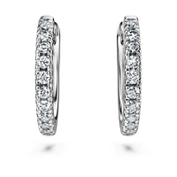 Eternity hoop earrings, Lab-grown diamonds 0.2 ct tw, Round shape, Medium, 14K white gold by SWAROVSKI