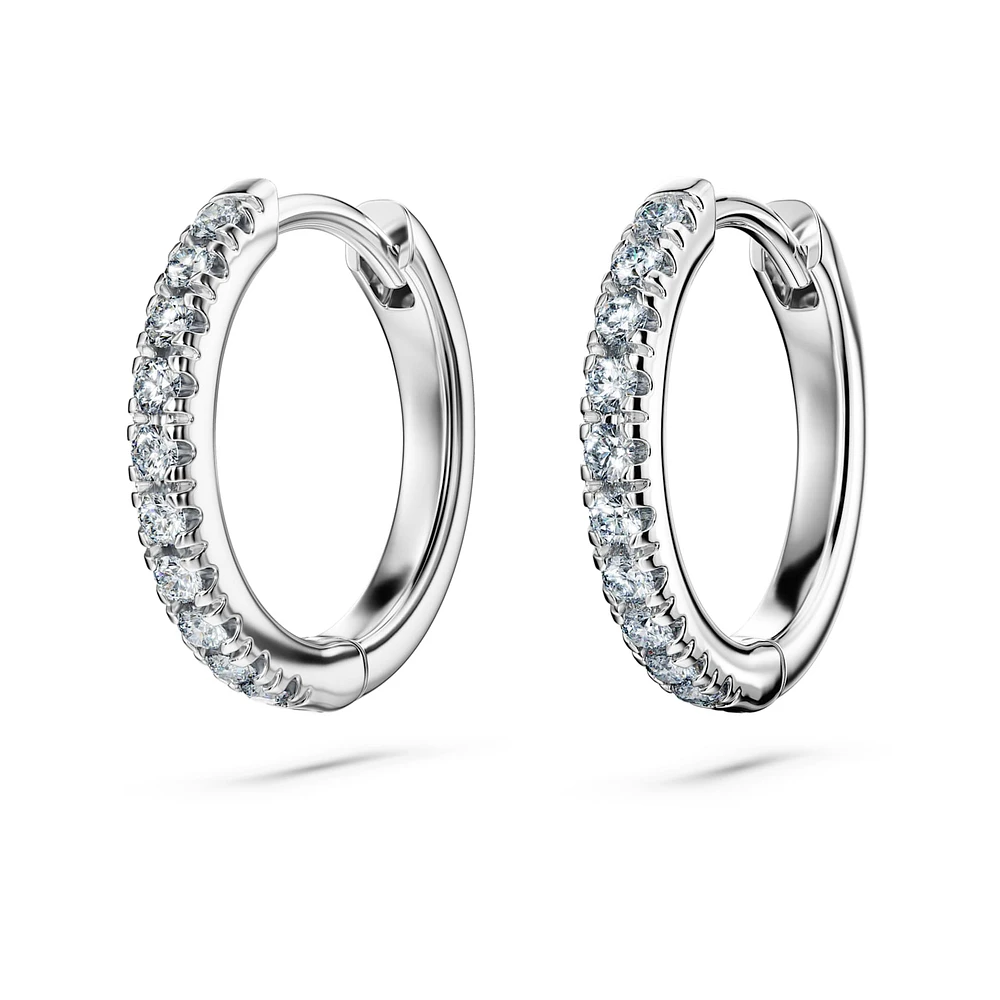 Eternity hoop earrings, Lab-grown diamonds 0.2 ct tw, Round shape, Medium, 14K white gold by SWAROVSKI