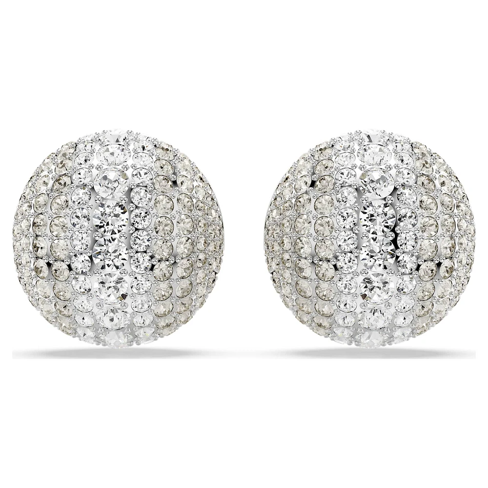 Sublima clip earrings, White, Rhodium plated by SWAROVSKI