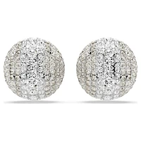 Sublima clip earrings, White, Rhodium plated by SWAROVSKI