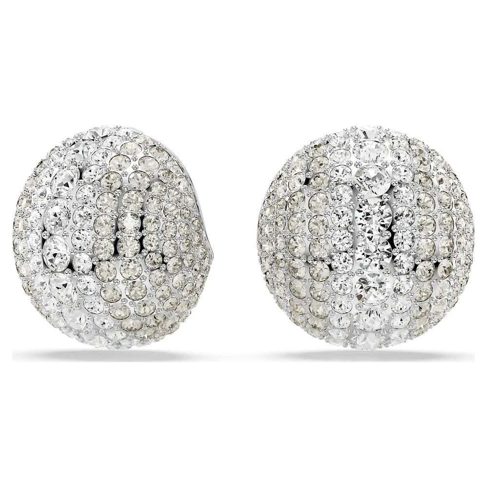 Sublima clip earrings, White, Rhodium plated by SWAROVSKI
