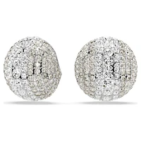 Sublima clip earrings, White, Rhodium plated by SWAROVSKI