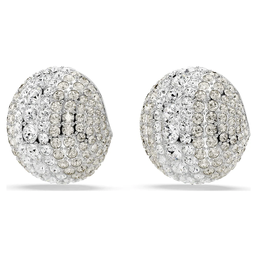 Sublima clip earrings, White, Rhodium plated by SWAROVSKI