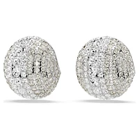 Sublima clip earrings, White, Rhodium plated by SWAROVSKI