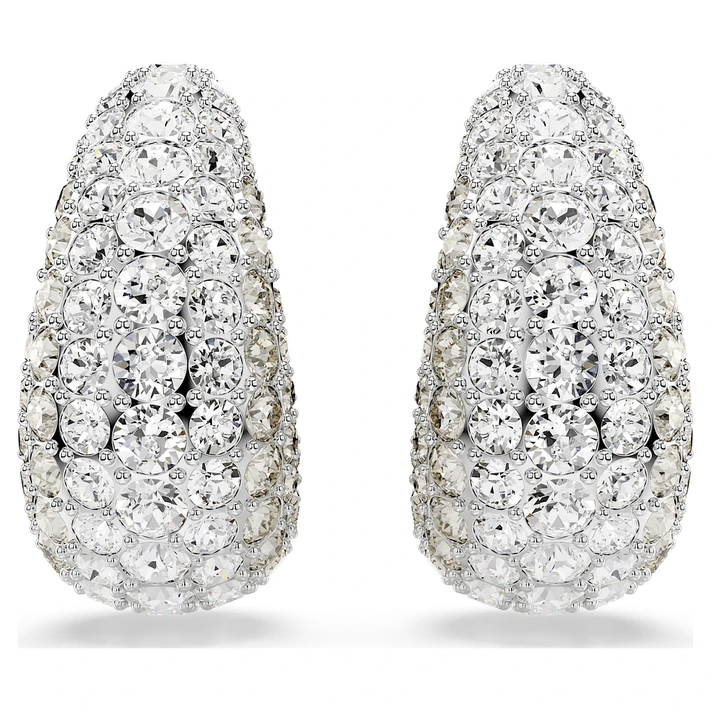 Sublima clip earrings, Round cut, Medium, White, Rhodium plated by SWAROVSKI