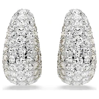 Sublima clip earrings, Round cut, Medium, White, Rhodium plated by SWAROVSKI