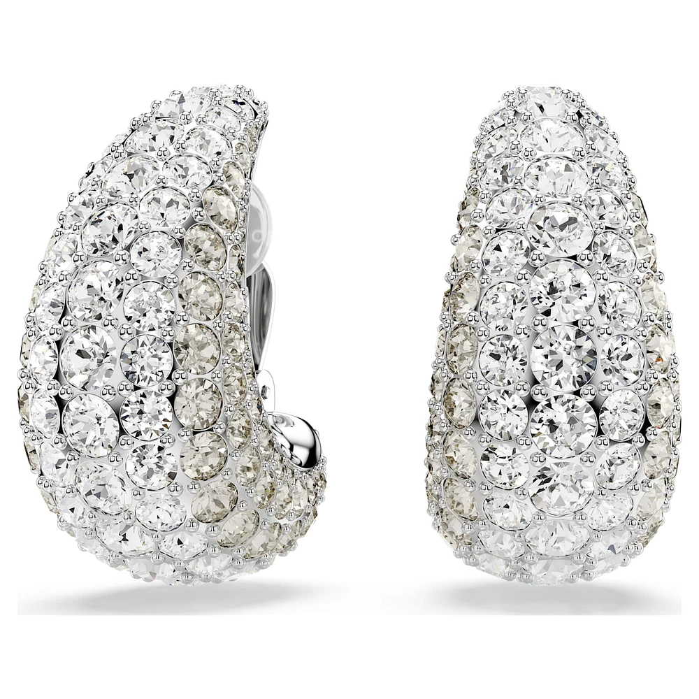 Sublima clip earrings, Round cut, Medium, White, Rhodium plated by SWAROVSKI