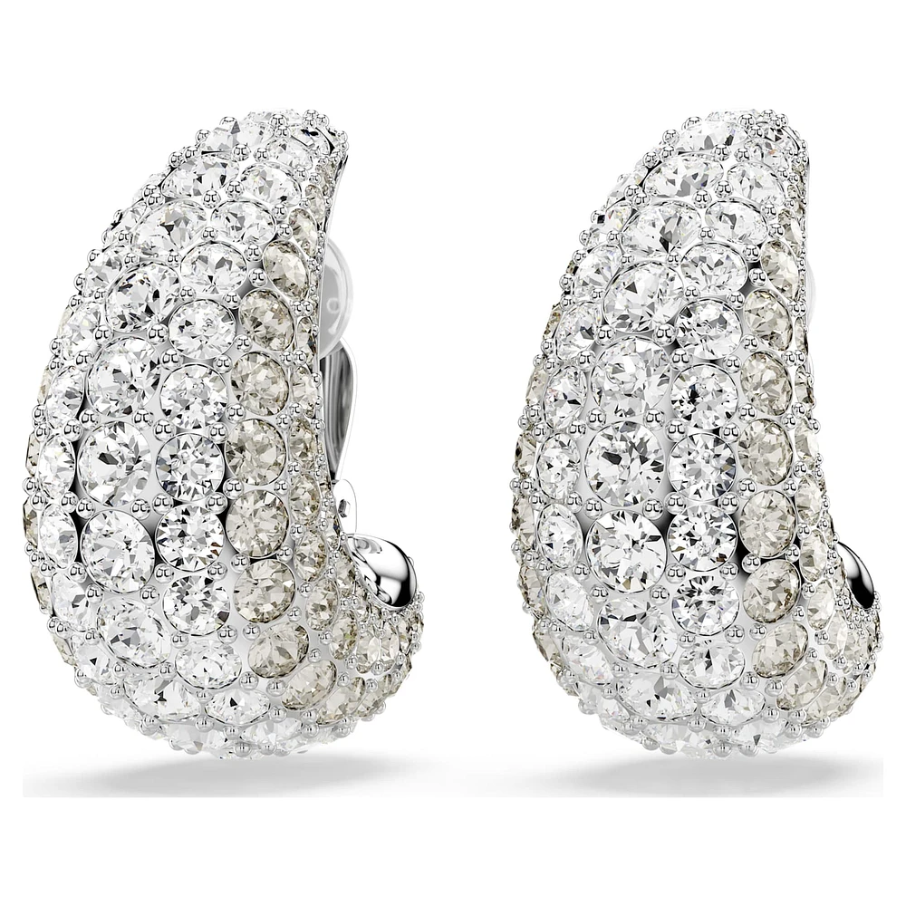 Sublima clip earrings, Round cut, Medium, White, Rhodium plated by SWAROVSKI