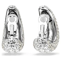 Sublima clip earrings, Round cut, Medium, White, Rhodium plated by SWAROVSKI