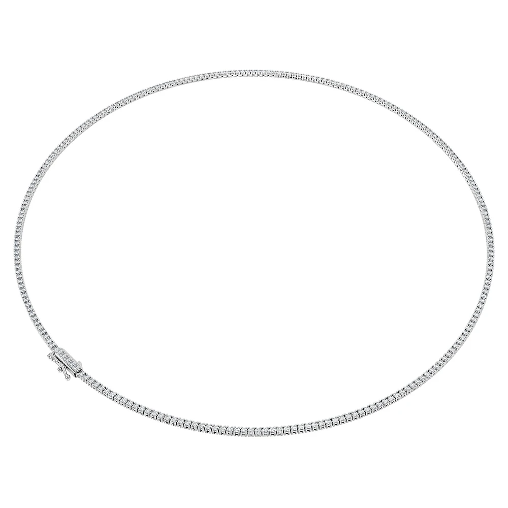 Eternity Tennis necklace, Lab-grown diamonds 3 ct tw, Round shape, 14K white gold by SWAROVSKI