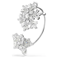 Idyllia ear cuff, Single, Mixed cuts, Snowflake, White, Rhodium plated by SWAROVSKI