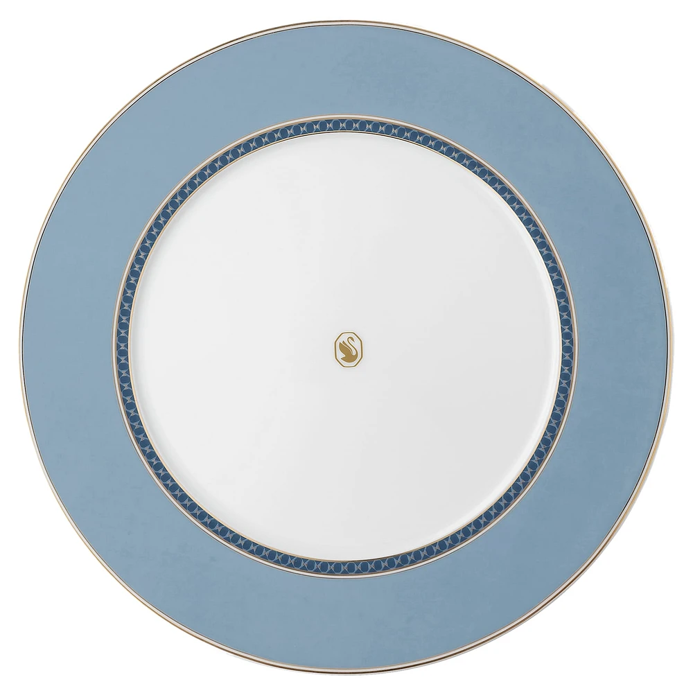 Signum dinner plate, Porcelain, Blue by SWAROVSKI