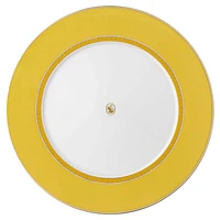 Signum dinner plate, Porcelain, Yellow by SWAROVSKI