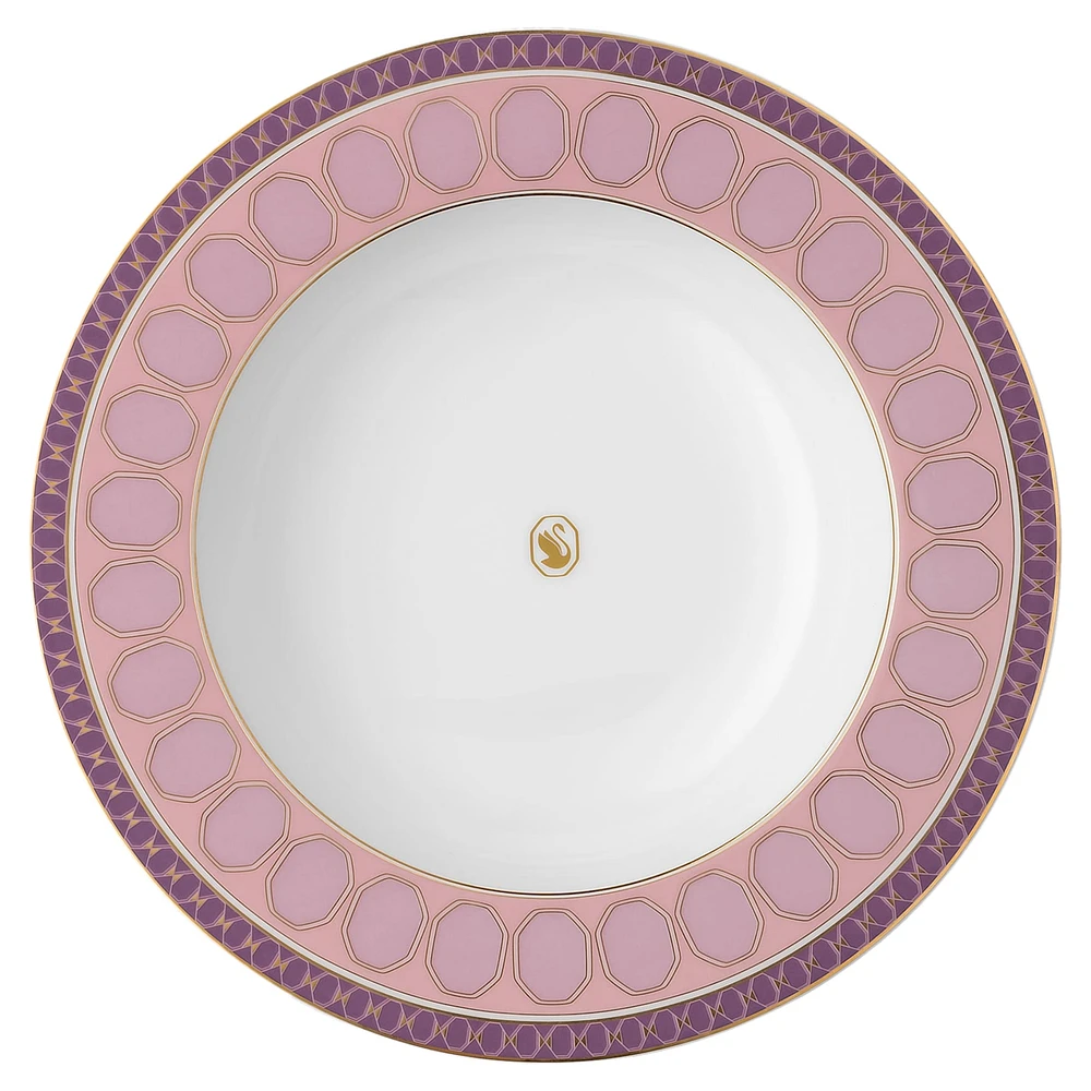 Signum soup plate, Porcelain, Pink by SWAROVSKI