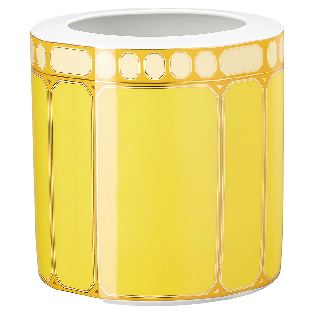 Signum vase, Porcelain, Wide, Yellow by SWAROVSKI