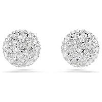 Dextera stud earrings, Round cut, Sphere, White, Rhodium plated by SWAROVSKI