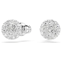 Dextera stud earrings, Round cut, Sphere, White, Rhodium plated by SWAROVSKI