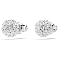Dextera stud earrings, Round cut, Sphere, White, Rhodium plated by SWAROVSKI