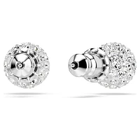 Dextera stud earrings, Round cut, Sphere, White, Rhodium plated by SWAROVSKI