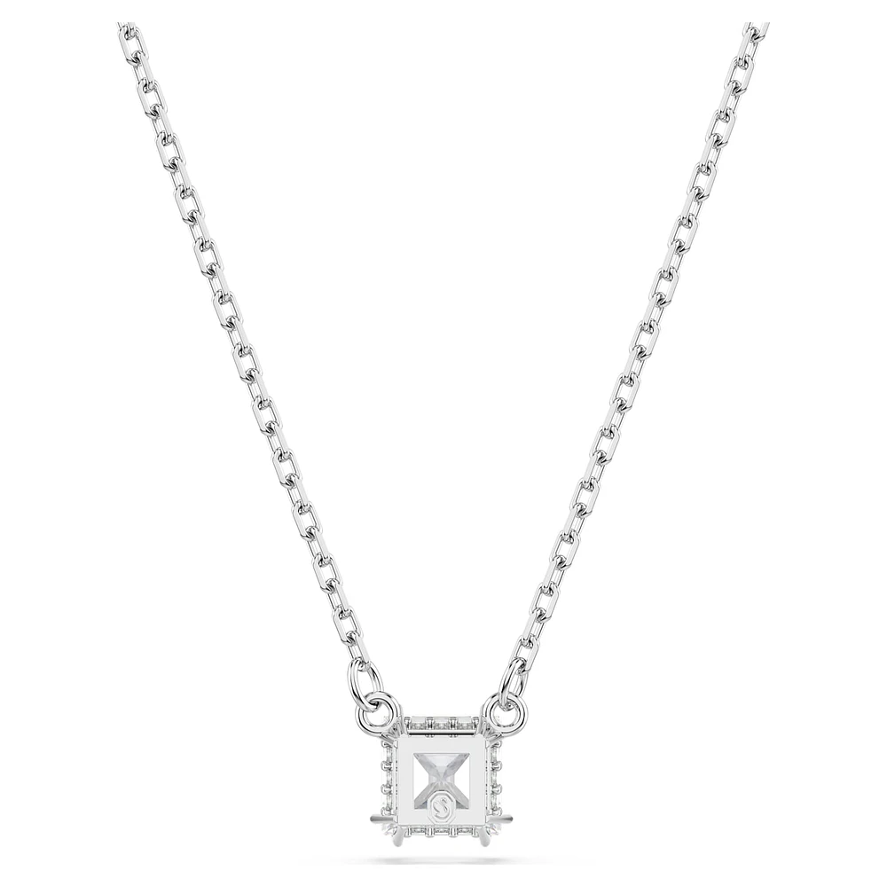Stilla Attract pendant, Square cut, White, Rhodium plated by SWAROVSKI