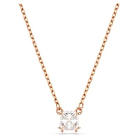 Stilla Attract pendant, Square cut, White, Rose gold-tone plated by SWAROVSKI