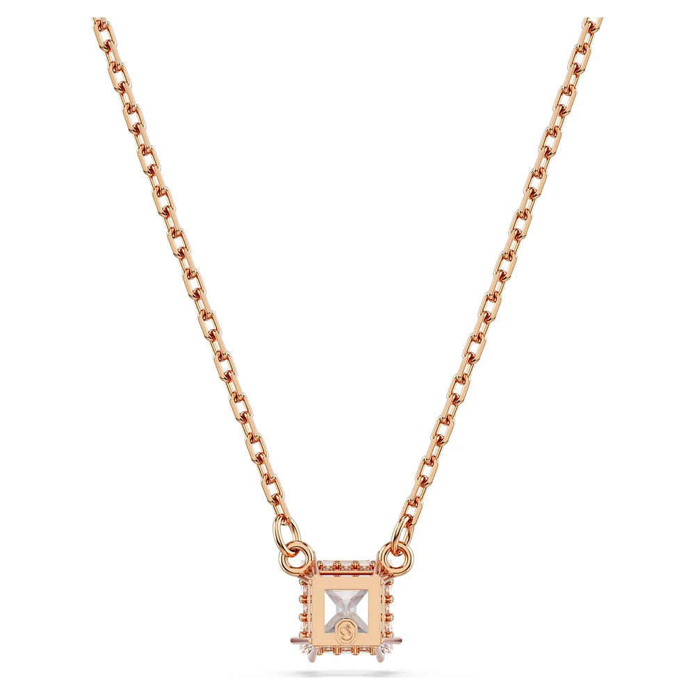 Stilla Attract pendant, Square cut, White, Rose gold-tone plated by SWAROVSKI