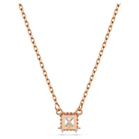 Stilla Attract pendant, Square cut, White, Rose gold-tone plated by SWAROVSKI