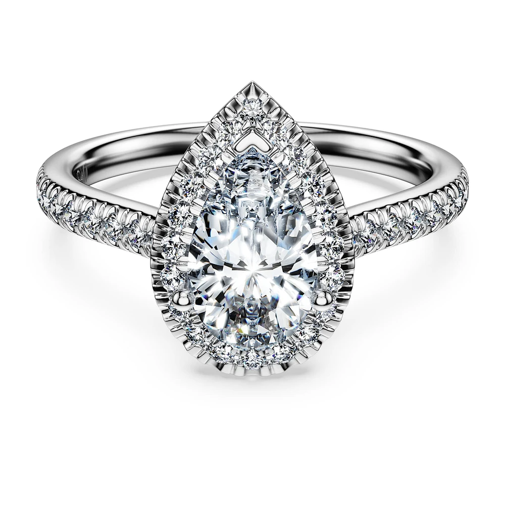 Eternity halo solitaire ring, Lab-grown diamonds 1.3 ct tw, Mixed shapes, 14K white gold by SWAROVSKI