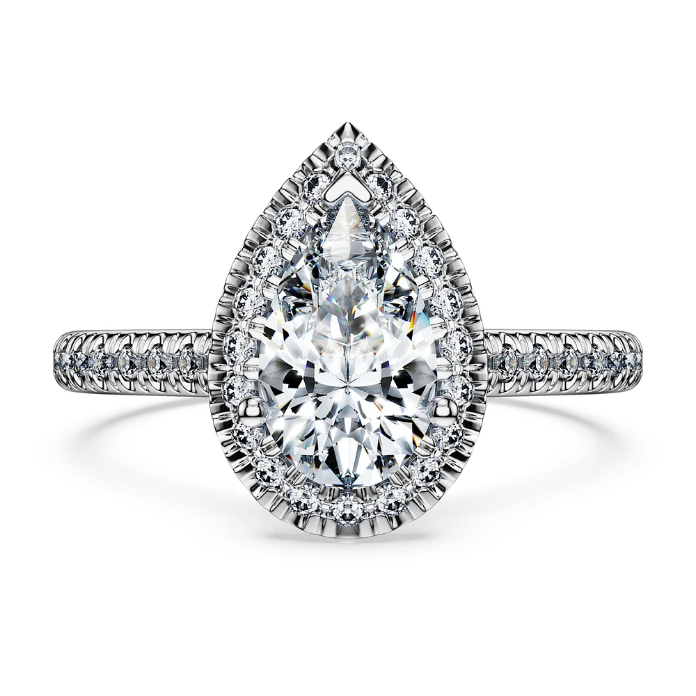 Eternity halo solitaire ring, Lab-grown diamonds 1.3 ct tw, Mixed shapes, 14K white gold by SWAROVSKI