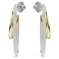 Hyperbola hoop earrings, Round cut, Medium, White, Mixed metal finish by SWAROVSKI