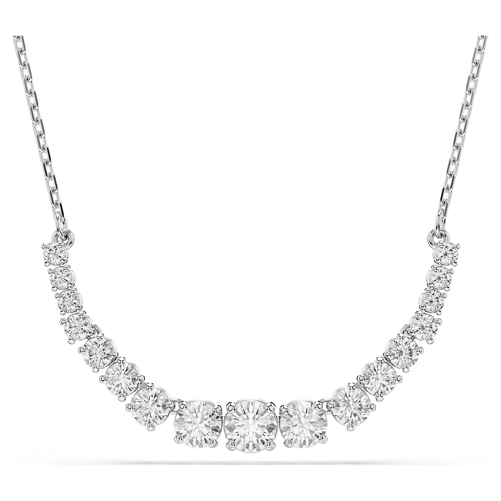 Matrix necklace, Gradient of round cuts, White, Rhodium plated by SWAROVSKI