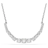 Matrix necklace, Gradient of round cuts, White, Rhodium plated by SWAROVSKI
