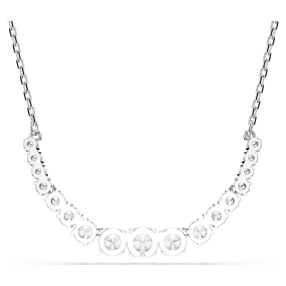 Matrix necklace, Gradient of round cuts, White, Rhodium plated by SWAROVSKI