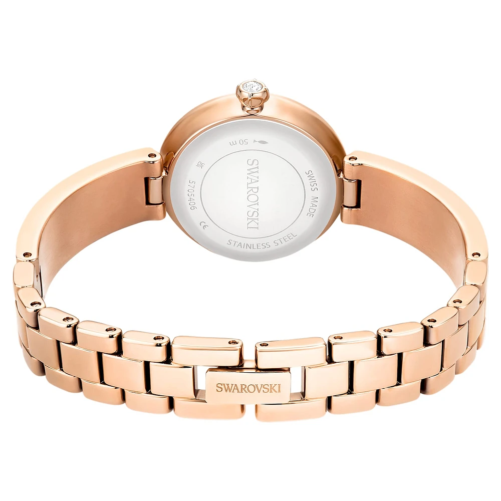 Matrix Pearl bangle watch, Swiss Made, Crystal bracelet, Rose gold-tone finish by SWAROVSKI
