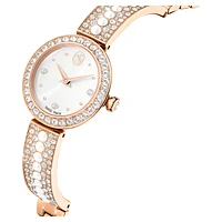 Matrix Pearl bangle watch, Swiss Made, Crystal bracelet, Rose gold-tone finish by SWAROVSKI