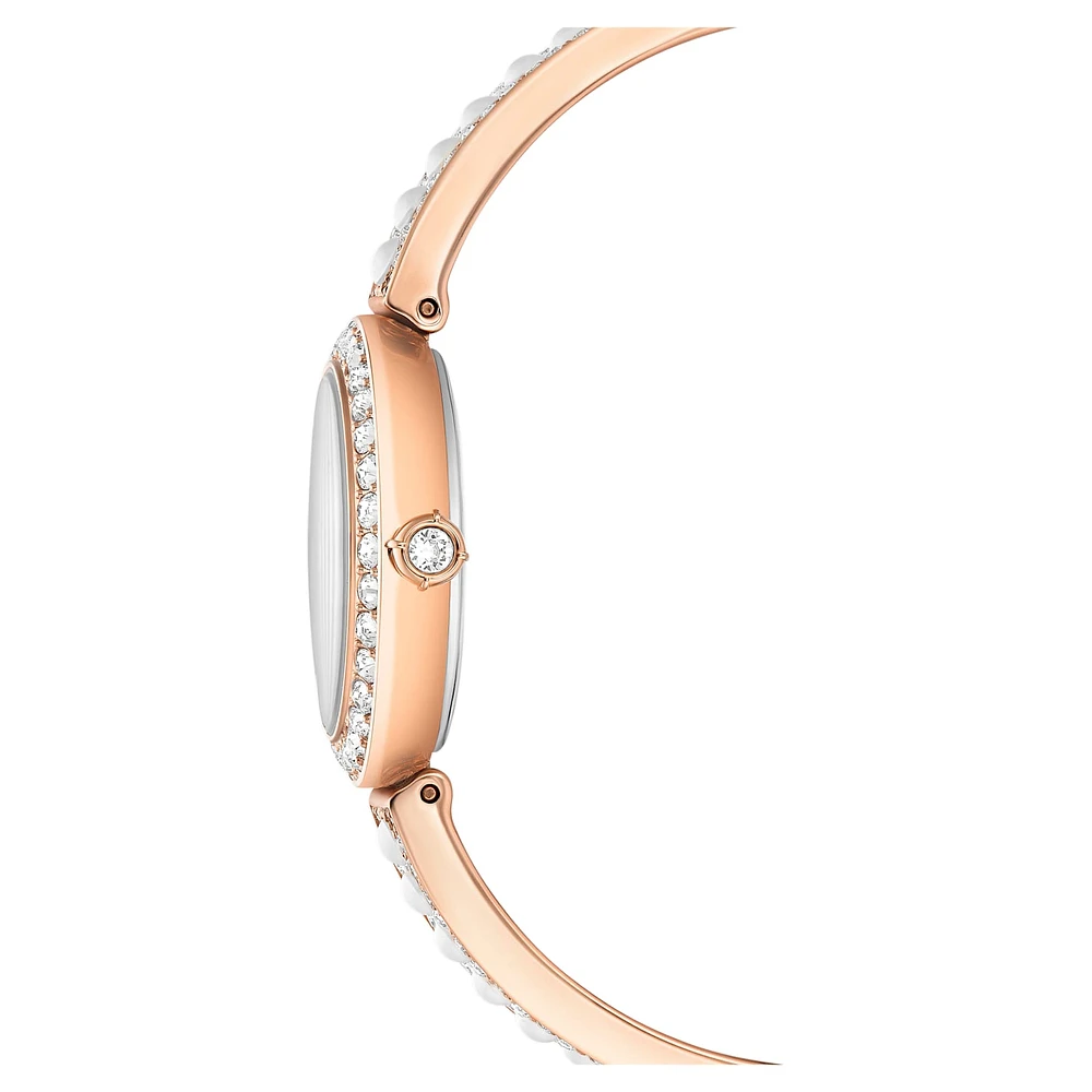 Matrix Pearl bangle watch, Swiss Made, Crystal bracelet, Rose gold-tone finish by SWAROVSKI