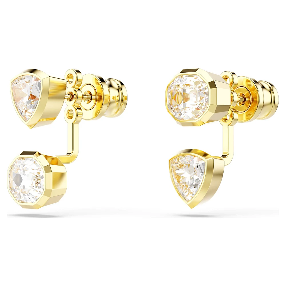Imber earring jackets, Asymmetrical design, Mixed cuts, White, Gold-tone plated by SWAROVSKI