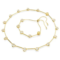 Imber Tennis necklace, Magnetic closure, Mixed cuts, White, Gold-tone plated by SWAROVSKI