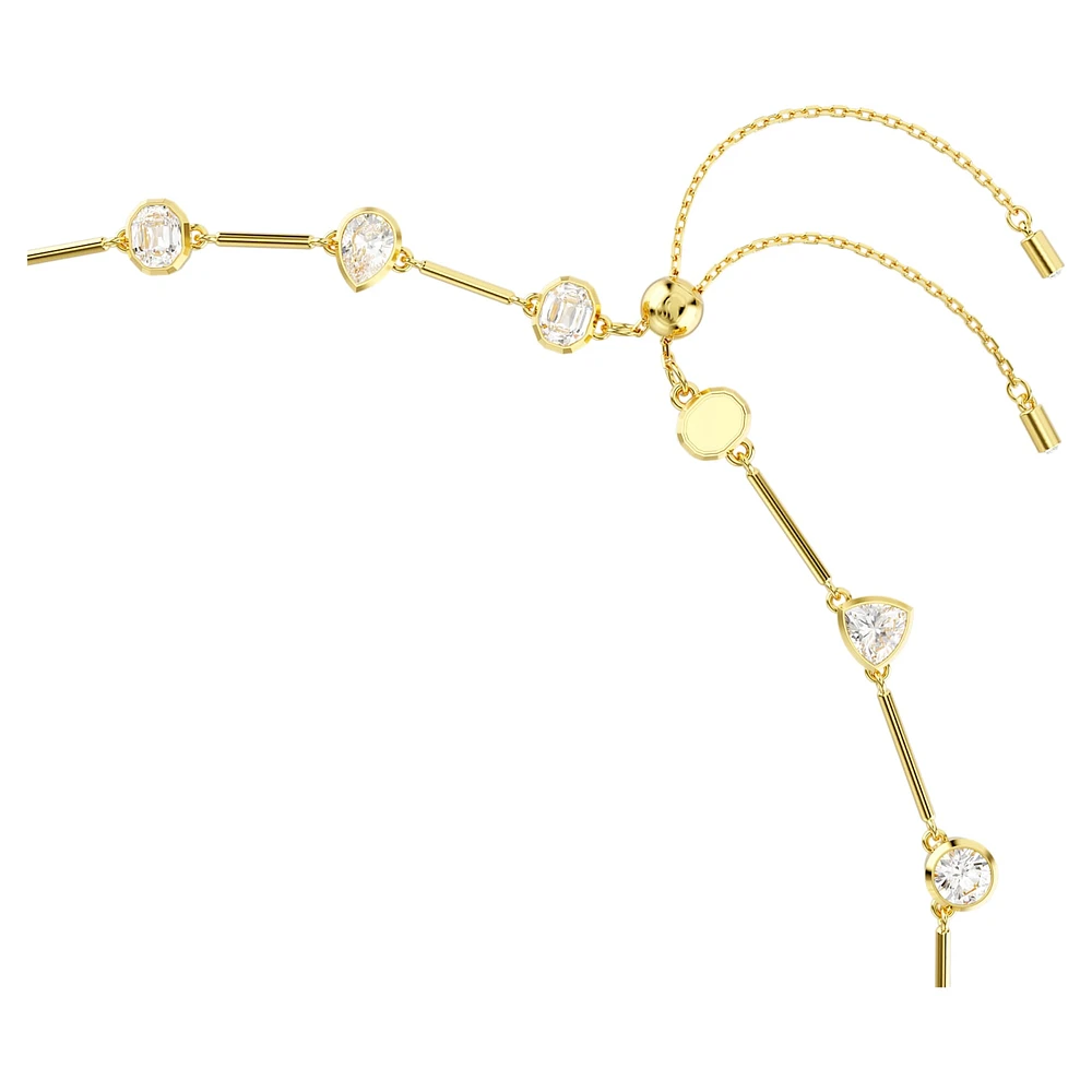 Imber Tennis necklace, Magnetic closure, Mixed cuts, White, Gold-tone plated by SWAROVSKI