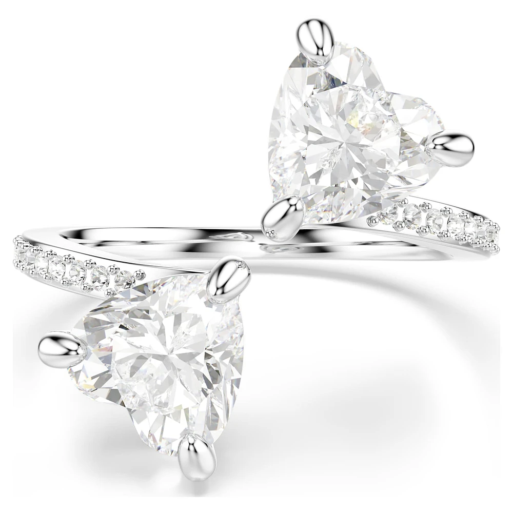 Mesmera Attract open ring, Heart cut, Pavé, Heart, White, Silver-tone finish by SWAROVSKI