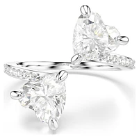 Mesmera Attract open ring, Heart cut, Pavé, Heart, White, Silver-tone finish by SWAROVSKI