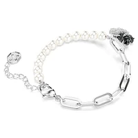Swan bracelet, Crystal pearl, Swan, Black, Mixed metal finish by SWAROVSKI
