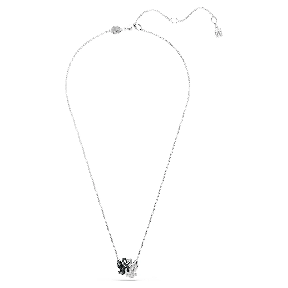 Swan pendant, Swan, Black, Mixed metal finish by SWAROVSKI
