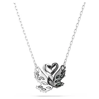 Swan pendant, Swan, Black, Mixed metal finish by SWAROVSKI